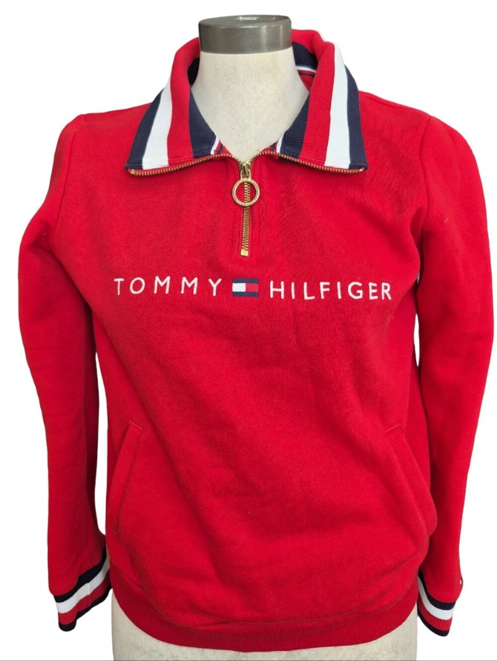 Tommy Hilfiger Womens Size M 1/4 Zip Fleece Lined Sweatshirt